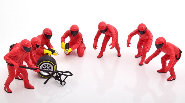 Ferrari Pit Crew Set 2 7 Figures with accessories with decals