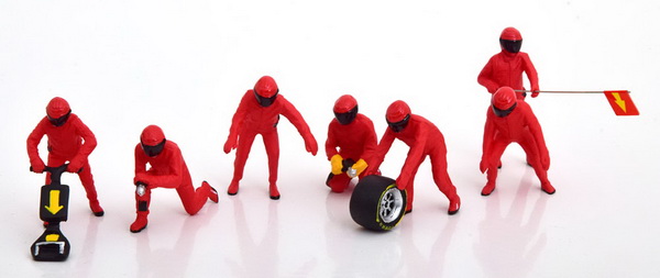 Ferrari Pit Crew Set 7 figurines with acessories with Decals