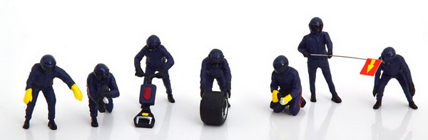 Red Bull Racing Pit Crew Set 7 figurines with acessories with Decals