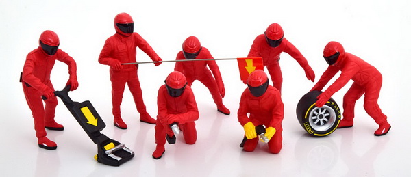 ferrari pit crew set 7 figurines with acessories with decals AD-76550 Модель 1:18
