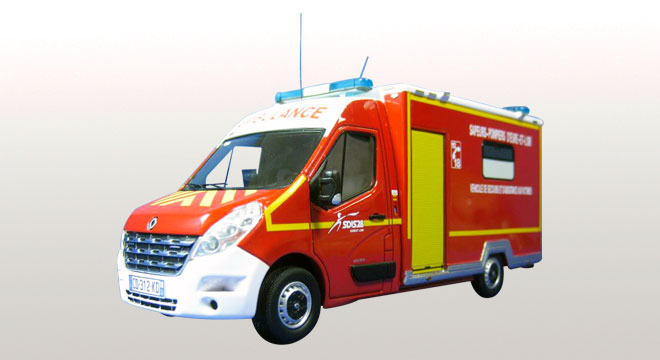 renault master van vsav 28 ambulance saupers pompiers d'eure et loir 2010 ALERTE034 Модель 1:43