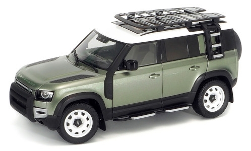 Land Rover Defender 110 with roof pack - pangea green/white