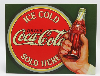 Metal Plate - «Coca-Cola» ICE COLD BULLSEYE (Largh.Width cm.32 X Alt.Height cm.41)