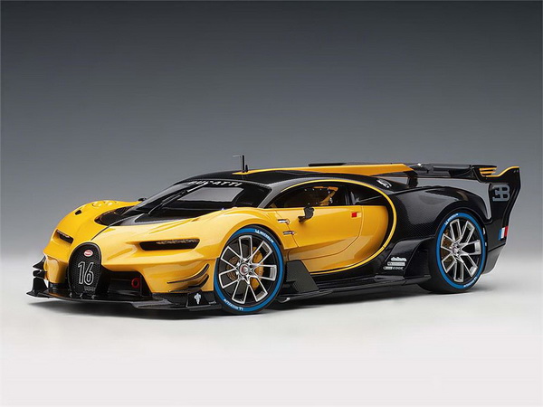 Модель 1:18 Bugatti Vision Gran Turismo - yellow/black carbon