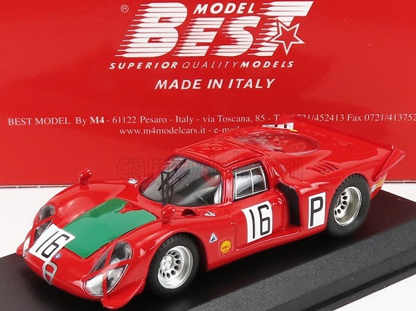 ALFA ROMEO 33.2 N 16 Nurburgring 1968 I.giunti - N.galli, Red Green BEST9402/2 Модель 1:43