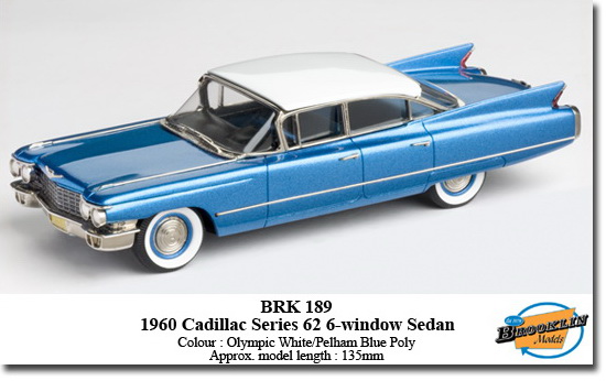 cadillac series 62 six-window sedan - olympic white/pelham blue poly BRK189 Модель 1:43