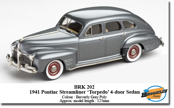 pontiac streamliner ' torpedo' 4-door sedan - beverley gray poly BRK202 Модель 1:43