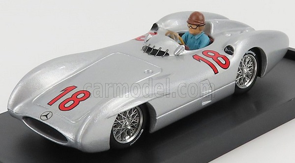 Mercedes-Benz F1 W196c N 18 Juan Manuel Fangio Season 1954 World Champion - With Driver Figure, Silver