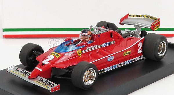 FERRARI F1 126c Turbo N 2 Practice Italy Imola GP 1980 Gilles Villeneuve - With Driver Figure, Red R447-CH-UPD-22 Модель 1:43