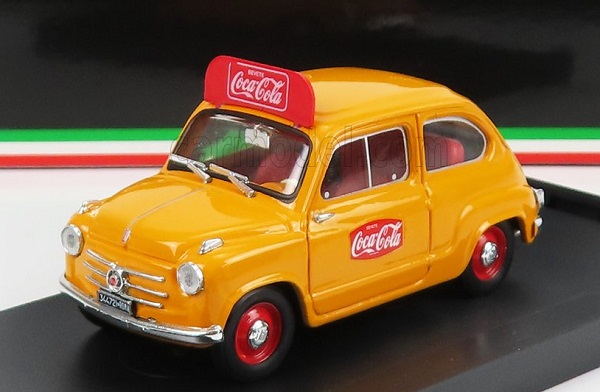 Модель 1:43 FIAT 600 I SERIES VEICOLO PUBLICITARIO COCA-COLA OLIMPIADI DI ROMA (1960), YELLOW