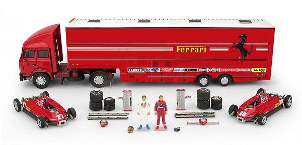 ferrari race transporter gold edition 1982 fiat iveco truck+ 2xferrari 126c2 + accessories RTS05G Модель 1:43