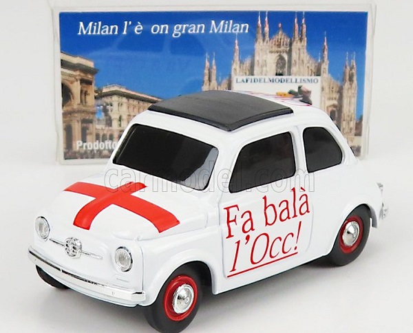 FIAT 500 (1965) - DETTI MILANESI - FA BALA LOCC ! - CIULA ! - VA A CIAPA I RATT !, WHITE RED S17/23 Модель 1:43