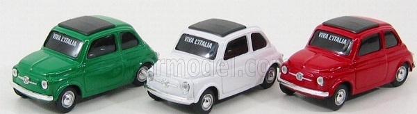 Модель 1:43 FIAT Set 3x 500 (1965) - Viva L'italia 150th Anniversario Italia 1861 - 2011, Green White Red