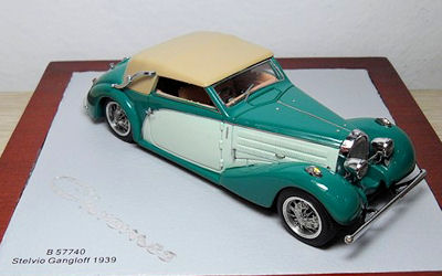 Модель 1:43 Bugatti T57 Stelvio «Gangloff» Cabrio Open Ch.№57740 - 2-tones green