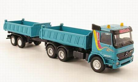 mercedes-benz actros 3-axle three-sided dumper with 2-axle tandem dumping trailer gilch 161274 Модель 1:50