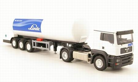 man tga 2-axle linde gas tank semi-trailer 3-axle 161280 Модель 1:50