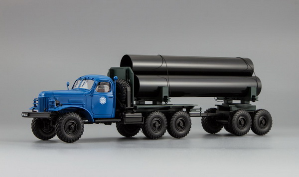 ЗиЛ-157К/ТВ-5 (синяя кабина) - тягач с роспуском для перевозки труб большого диаметра 115704 Модель 1:43