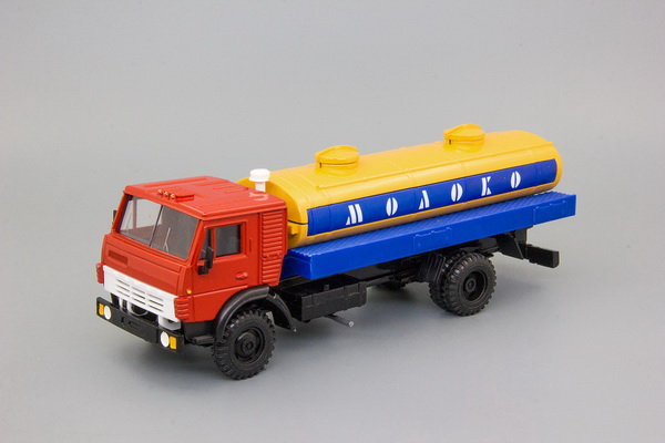 5325 МОЛОКО, красный/жёлтый (синяя платформа) EL219 Модель 1:43