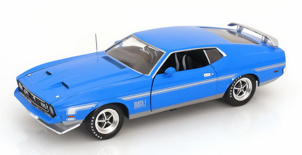 Модель 1:18 Ford Mustang Mach 1 - 1972 - Blue/Silver