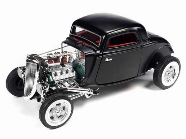 Модель 1:18 Ford 3 Window Coupe High Boy Hot Rod 1934 - Satin Black