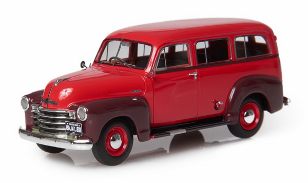 Модель 1:43 Chevrolet 3100 Suburban - with no side skirts and double rear door - red/maroon