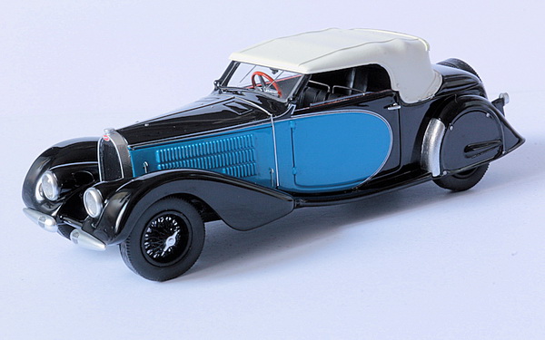 bugatti t57 stelvio cabrio ch.№57406 version originale (jacques gabriel dufilho) - black/blue EVR222 Модель 1:43