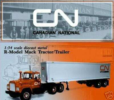 Модель 1:34 Mack R Canadian National Tractor-Trailer