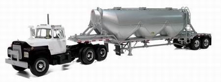 mack r with dry bulk trailer - white/black 19-3690B Модель 1:34
