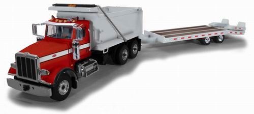 Модель 1:50 Peterbilt 367 Dump Truck - Red w/ Beavertail Trailer