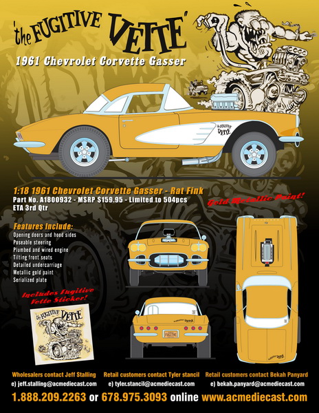 Модель 1:18 Chevrolet Corvette Gasser - 1961 - Rat Fink's 