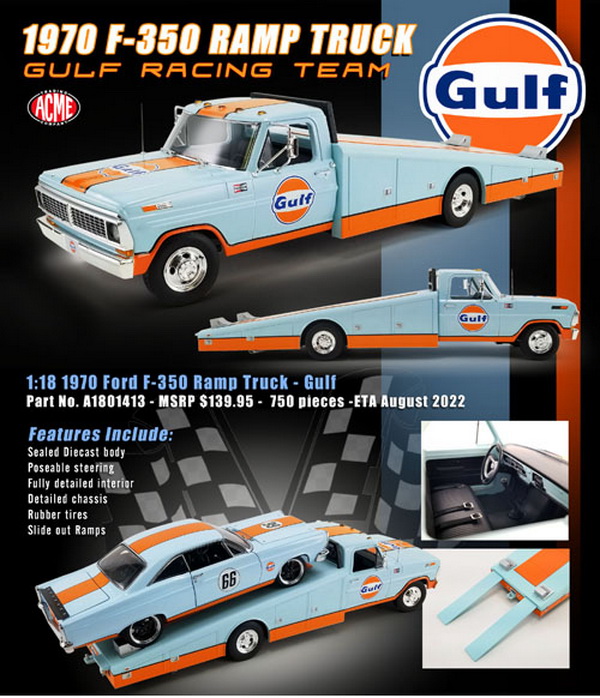 Модель 1:18 Ford F-350 Ramp Truck - Gulf
