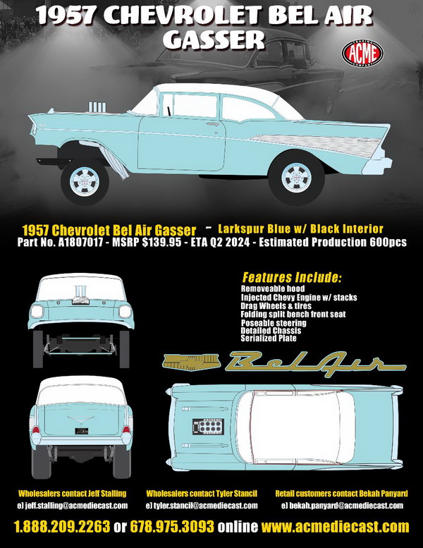 Модель 1:18 Chevrolet Bel Air Gasser - 1957 - Larkspur Blue