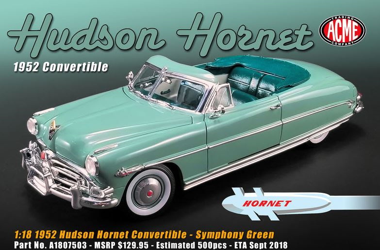 hudson hornet convertible - sympony green A1807503 Модель 1:18