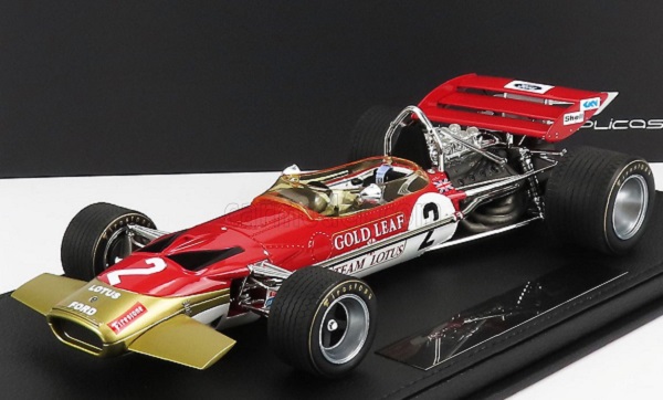 Модель 1:18 LOTUS F1 49c Ford Gold Leaf Team Lotus N 2 Season 1970 John Miles - Con Vetrina - With Showcase, Red