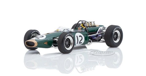 Модель 1:18 BRABHAM F1 Bt19 №12 Winner French GP Jack Brabham 1966 World Champion - Con Vetrina - With Showcase, Green Gold