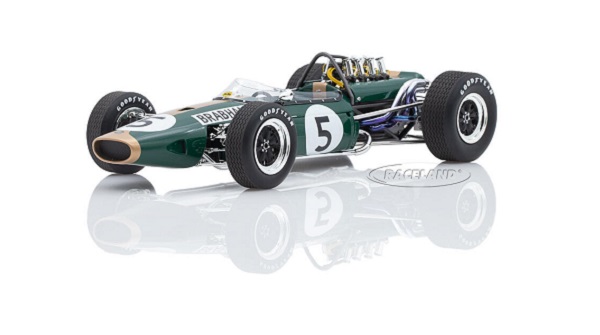 Модель 1:18 BRABHAM F1 Bt19 №5 Winner British GP Jack Brabham 1966 World Champion - Con Vetrina - With Showcase, Green Gold