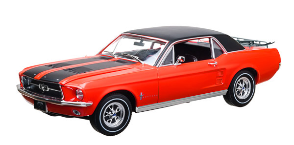Модель 1:18 Ford Mustang Coupe «Ski Country Special» - aspen red/black stripes & black vinyl roof