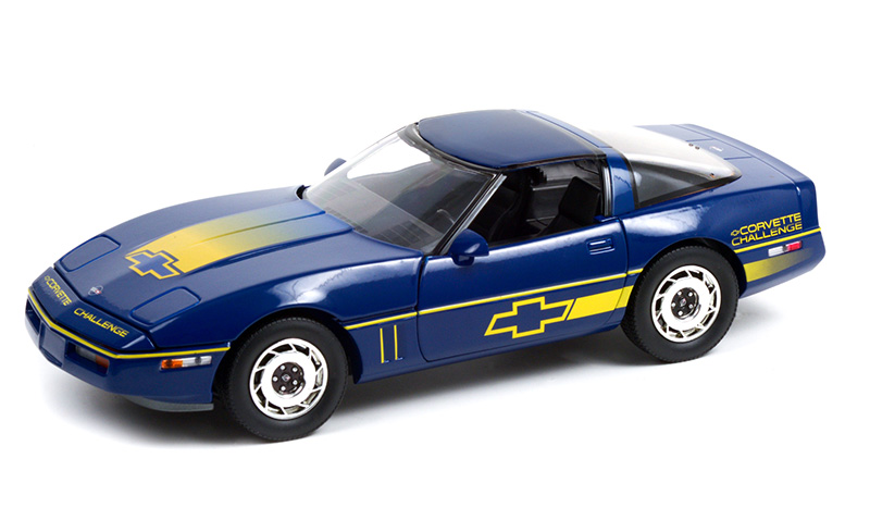 Модель 1:18 Chevrolet Corvette C4 Challenge Race Car 1988 Dark Blue with Yellow Stripes