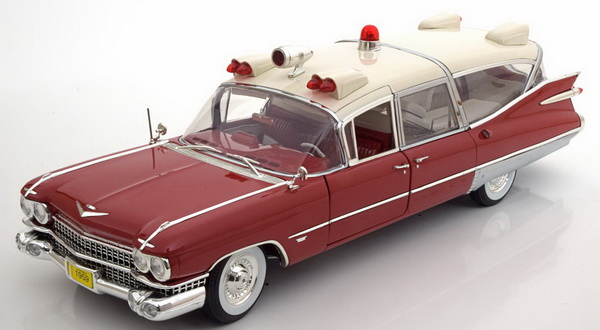 cadillac ambulance 1959 red and white (ех precision collection) GL18001 Модель 1:18