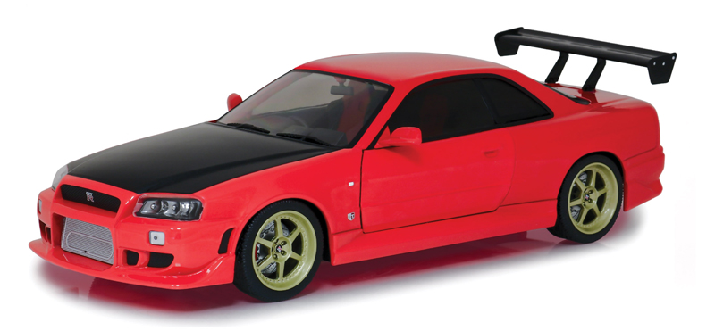 Модель 1:18 Nissan Skyline GT-R (R34) - red (с неоновыми светодиодами!)