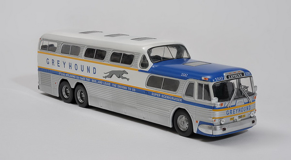 gm pd-4501 greyhound scenicruiser - серия «autobus et autocars du monde» №3 (без журнала) BC003 Модель 1:43