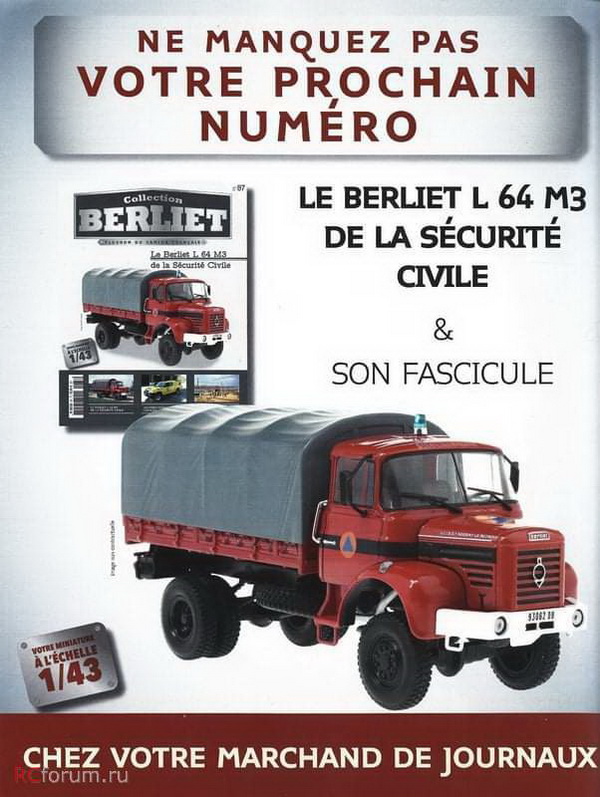 Модель 1:43 Berliet L 64 4x4 Bâché Sécurité civile- серия «Les Camions Berliet» №87 (с журналом)