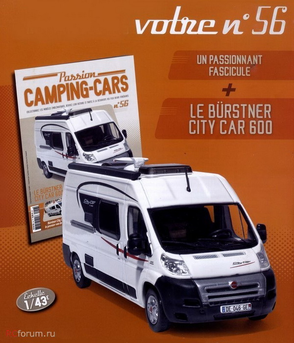 Модель 1:43 Burstner City Car 600 (FIAT Ducato) - серия «Collection Camping-Cars» №56 (с журналом)