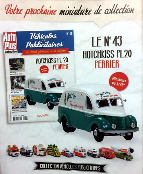 Модель 1:43 Hotchkiss PL20 «Perrier» - серия «Véhicules Publicitaires» №43 (с журналом)