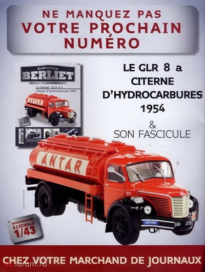 Модель 1:43 Berliet GLR 8 R Citerne «Antar» - серия «Les Camions Berliet» №79 (с журналом)