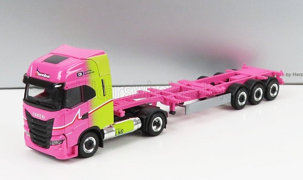 iveco fiat s-way truck lng hannibal transports (2020) - without eucon container, pink yellow PIHR947763 Модель 1:87