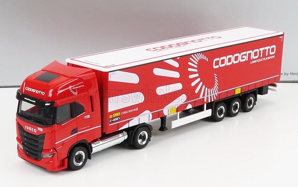 Модель 1:87 IVECO FIAT S-way Truck Telonato Codognotto Transports (2020), Red