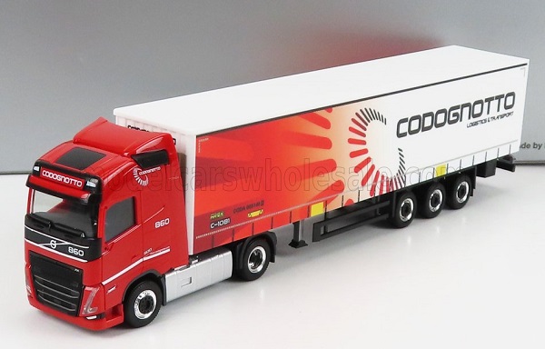 Модель 1:87 VOLVO Fh4 500 Truck Telonato Codognotto Transports (2020), Red White