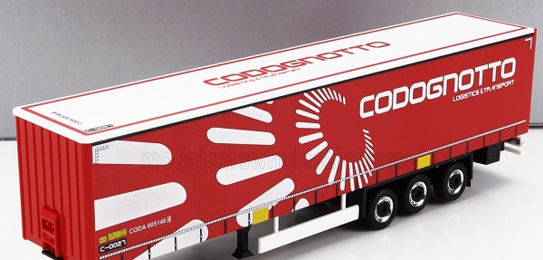 trailer trailer for truck codognotto logistic transports - rimorchio telonato, red white PIHR950374/1 Модель 1:87