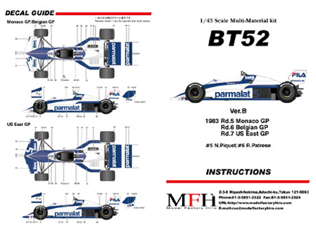 Модель 1:43 Brabham BMW BT52 «Parmalat» Monaco, Detroit & Belgium GP (KIT)